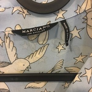 Marciano Tops - Marciano blue and white bird button down top Marciano Tops - Marciano blue and white bird button down top